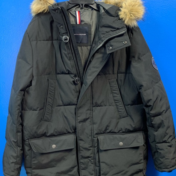 Tommy Hilfiger Jackets \u0026 Coats | Tommy Hilfiger Down Winter Faux Fur Coat Black | Color: Black/Tan | Size: M | Philwill400's Closet